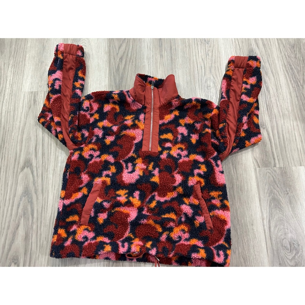 Sage Collective Womens Quarter Zip Sherpa Fleece Pullover Polyester M Multicolor